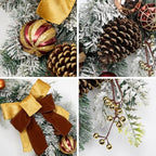Christmas Garland for Front Door, 6 Foot Artificial Unlit Winter Garland with Pine Cones, Berry Clusters, Bronze Ball Ornaments and Ribbons for Thanksgiving Holiday Christmas Decoration - Image 3