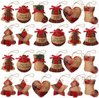 24 Pcs Burlap Christmas Ornaments Set Mini Stockings Funny,Fresh by Sumind