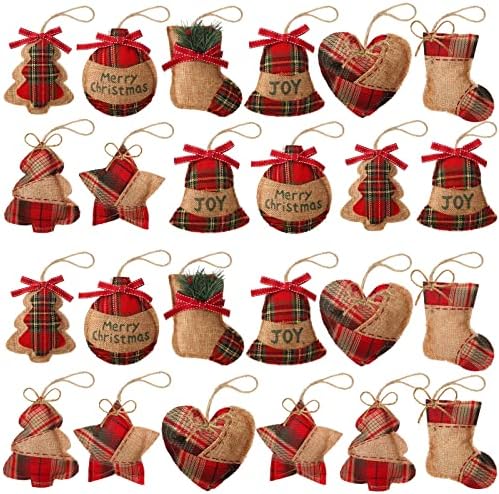 24 Pcs Burlap Christmas Ornaments Set Mini Stockings Funny,Fresh by Sumind