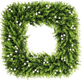 24 Inch Large Boxwood Wreath with White Berries, Spring Summer Artificial Green Wreaths for Front Door Farmhous Wedding Window Hanging Wall All Year Round Indoor & Outdoor by petalyn