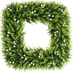 24 Inch Large Boxwood Wreath with White Berries, Spring Summer Artificial Green Wreaths for Front Door Farmhous Wedding Window Hanging Wall All Year Round Indoor & Outdoor by petalyn