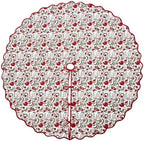 Ridhi Prune Red Hand Block Print Cotton Christmas Tree Skirt 40 Inch by Ridhi