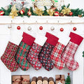 LUBOT 6 Pack Christmas Stocking(20inch) Plaid Snowflake Canvas Fireplace Hanging Xmas Stockings for Family Decorations Holiday Party Decor by LUBOT