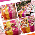 Remagr 12 Pcs Pink and Orange Cheesecloth Gauze Table Runners - Image 4