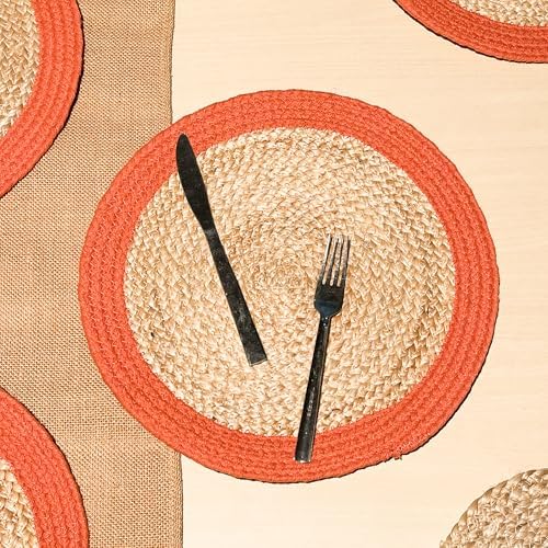Chardin Home Round Verona Woven Jute & Cotton Placemat, 14 Inch, Set of 4 - Image 2