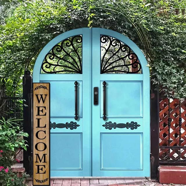 32 * 8 Inch - Welcome Sign for Front Door - Standing/Hanging Porch Decor Set, Multi-Wood Planks, Large Rustic, Indoor/Outdoor - Image 4