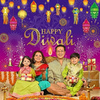 Happy Diwali Backdrop Burning Light Deepavali Diwali Photography Backdrop for Indian Festival of Lights Party Decoration Photo Background (8X6FT(94X70inch)) - Image 3