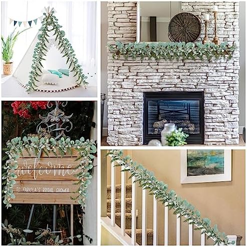 SHACOS Artificial Flocked Lambs Ear Garland with Eucalyptus Fern Leaves - Image 7