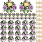 Yunlly 20 Pcs Rose Candle Rings with Candles Sets, Purple by Yunlly