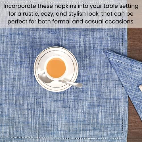 Cotton Clinic 12 Pack Farmhouse Style Slub Textured 18x18 Cloth Dinner Napkins, 100% Cotton for Everyday Use and Events - Soft and Durable Cocktail Napkins, Wedding Dinner Napkins, Navy Blue - Image 6