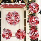 20" Christmas Wreath with Candy Canes, Red & Pink Bow for Front Door Decor - Image 6