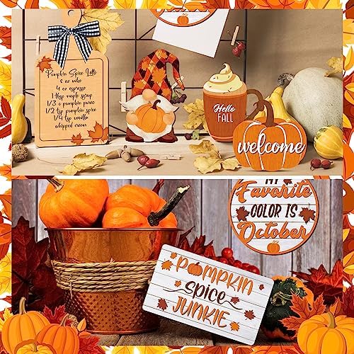 14 Pcs Halloween Tiered Tray Decor Set, Gnome Wood Table Signs (Drinking) - Image 4