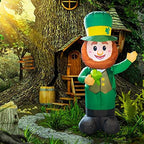 FUNPENY 4 Feet Inflatable St Patrick's Day Decoration, Blow Up Leprechaun with Green Hat and Lucky Clover in Hand for Indoor Outdoor Lawn Yard - Image 3