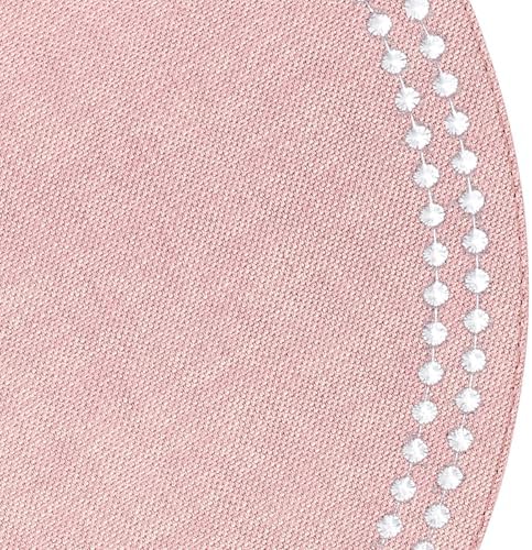 Bodrum Pearls Round Embroidered Placemats Set of 4 – 15" Elegant Table Mats for Dining, Weddings & Special Occasions, Decorative, Wipe-Clean Vinyl Placemats, Rose/White - Image 3