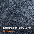 DEZENE Pack of 2 Navy Decorative Throw Pillow Covers 24x24 Cozy Soft Chenille Accent Vintage Square Couch Pillow Covers for Home Decor Bed Sofa Living Room - Image 3
