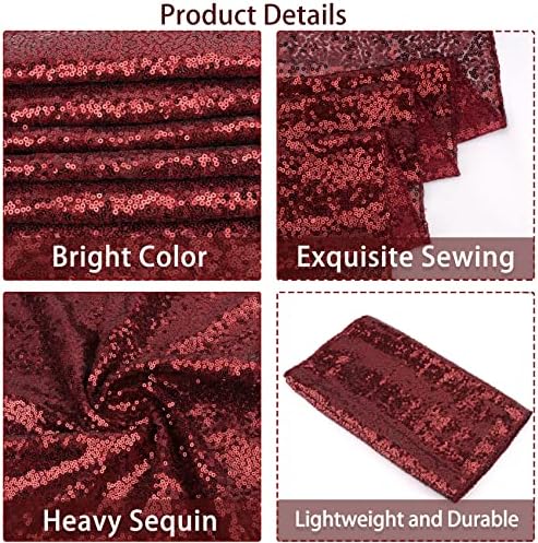12 Packs Sequin Table Runner Glitter Dining Table Runner for Birthday Wedding Engagement Bridal Baby Shower Bachelorette Holiday Celebration Party Supplies Decorations (12" x 72", Burgundy) - Image 4