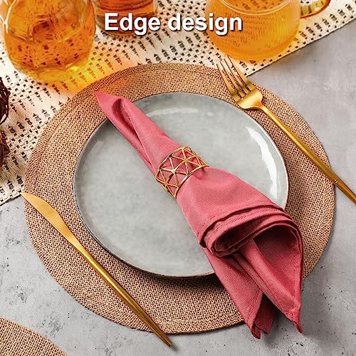 Yunlly Set of 48 Burlap Placemats Bulk 11.8 in Round Woven Placemat, Brown - Image 3