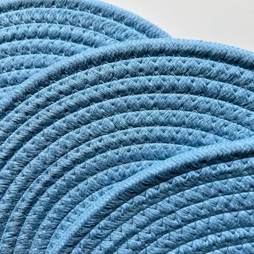 WAZAIGUR Round Placemats Set of 6 Thick Cotton Rope, 13inch, Light Blue - Image 5
