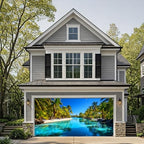 Garage Door Banner Cover 6x13 ft, Tropical Beach Palm Tree Garage Door Background, Large Outdoor Backyard Summer Decoration - Image 6