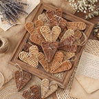 Vercraft 24 Pcs Farmhouse Rustic Heart Christmas Ornaments 3.15'' Rattan - Image 4