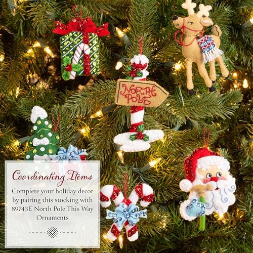 Bucilla Felt Applique 18" Stocking Making Kit, Reindeer Crossing, Perfect for DIY Arts and Crafts - Image 5