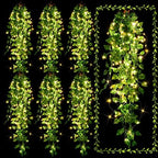 Mudder Fake Ivy Vines with Lights, LED Artificial Hanging Green Leaves Vines for Outdoors Patio Porch Decor (Basket Not Included) (Greenery Style, 6 Packs) by Mudder
