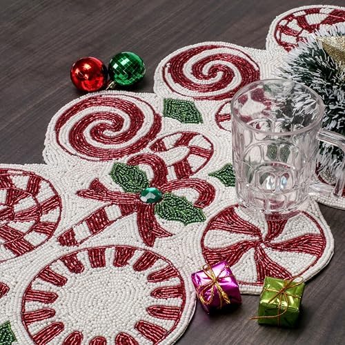 Alpha Living Home Beaded Christmas Table Runner 13x36 by ALPHALivingHOME