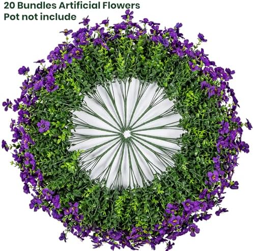20 Bundles Artificial Flowers for Outdoor, Fake Plants Spring Decor,Purple - Image 4