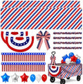 27 Pcs 4th of July Wagon Parade Float Decoration Kits 250th Patriotic Car Tassels, Garland, Banners, American Flag, and Bow Independence Day Red White Blue Decor(4th of July) by Unknown