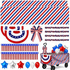 27 Pcs 4th of July Wagon Parade Float Decoration Kits 250th Patriotic Car Tassels, Garland, Banners, American Flag, and Bow Independence Day Red White Blue Decor(4th of July) by Unknown
