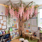 Zeyune 3D Wisteria Tree Classroom Decor for Reading Corner, Pink by Zeyune