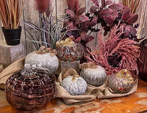 Boston International Decorative Tabletop Glass Pumpkin, Medium, Mottled - Image 3