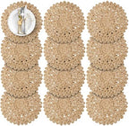 13.8" Set of 12 Corn Husk Woven Round Placemats by DaiVuCrafts by DaiVuCrafts