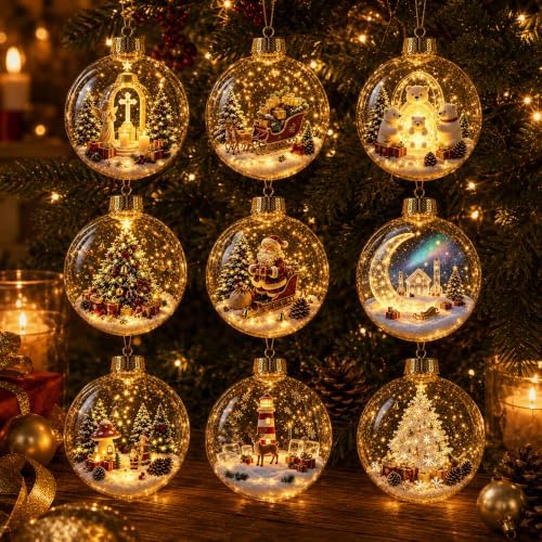 Glowing Christmas Story Ornaments, 9-Piece Light Up Mini Scene Set (Set C) by Unknown