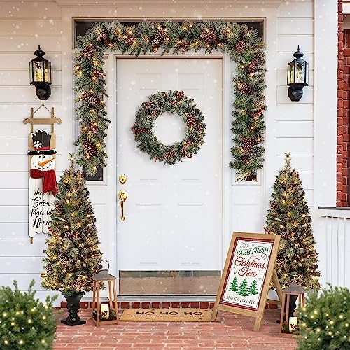 Glitzhome Decorative A-Frame Free Standing Sign - Wood Christmas Tree Sign Welcome Sign for Rustic Hanging Decor, 24'H - Image 4