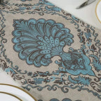 Embroidery Luxury Table Runner Jacquard Floral Dresser Scarf with Multi-Tassels, 13" x 62", Blue - Image 4