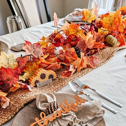 CQURE 10 Pack Fall Garland, 59Ft Artificial Autumn Maple Leaves Vines Thanksgiving Halloween Harvest Decor for Fireplace Mantle Table Indoor Outdoor - Image 6