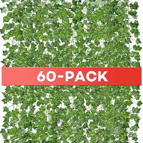 Alotiki Fake Vines, 60 Pack 420 Feet Artificial Ivy Garland Vines for Bedroom Decor, Hanging Vines for Party Wedding Christmas Decoration,Fake Leaves for Outdoor Patio Garden by CreateABetterLife