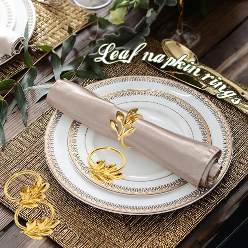 Leaf Napkin Rings Set of 100 Metal Napkin Rings Bulk Table Napkin Ring Suitable for Valentine Thanksgiving Banquets Table Parties and Everyday - Image 3