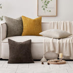 MIULEE Decorative Chenille Fall Pillow Covers Gold Brown 20x20 Pack of 4 - Image 5