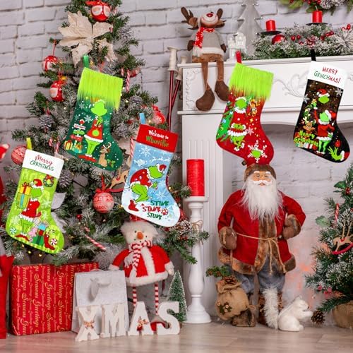 LeeSky 5 Pack Christmas Stockings, Funny Xmas Stocking Holder, 18 Inch Large Christmas Hanging Stockings Gift Bag for Kids Holiday Fireplace Xmas Tree Hanging Decor - Image 3