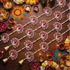 Wonderjune 4 Pcs Diwali Lotus Garland Wooden Hanging Decor for Pooja,Wall - Image 3