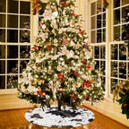 Christmas Tree Skirt 60 inch Cows Print Tree Skirts White and Black Faux Fur for Holiday Party Decoration - Image 5