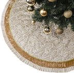 Valery Madelyn 60 Inch White Gold Christmas Tree Skirt for Tree Decorations by ValeryMadelyn