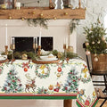 Yighty Rectangle Christmas Tablecloth 60 x 102in,Christmas Tree Elk Holiday Decoration Table Cloth,Polyester Waterproof and Wrinkle-Resistant Durable Xmas Tablecloth for Kitchen,Winter and Home Decor by YourStylishHome