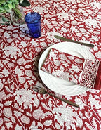 ATOSII Meraki Red 100% Cotton Fall Cloth Designer Dinner Napkins, Handblock Print, Washable Durable Linen for Everyday Use Wedding Parties Outdoors Christmas Thanksgiving I 20 X 20 Inches I Set of 4 - Image 5