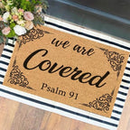 Funny The Entrance Way Outside Personalized Rug with Heavy-Duty Non Slip Outdoor Coconut Coir Doormat Pets Lover Gift 23.6 x 15.7 inch (We are Covered Psalm 91 Religious) by XTDJJKK