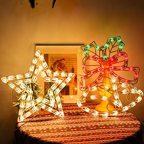 2 Pack Christmas Window Lighted Decorations,Christmas Window Silhouette Lights,Double Side Sign Lamp Decoration for Holiday Indoor Wall Door Glass Decor,Beel，Star - Image 5