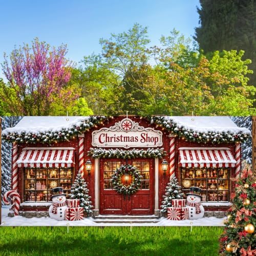 7x16FT Christmas Shop Garage Door Cover Decorations Merry Christmas Garage Door Banner for Outdoor Indoor Christmas Decorations Party Photography Backdrop - Image 6