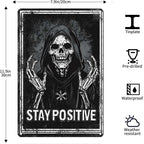 Vintage Metal Tin Sign Halloween Hooded Skeleton Gothic Wall Art for Home Bedroom Office 6×8 Inches with Metal Frame - Image 7